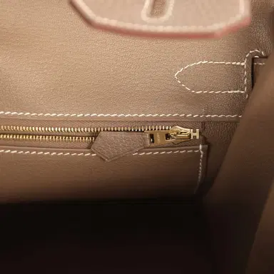 HERMÈS Pre-owned Hermes Birkin 30 Etoupe Clemence Gold Hardware | Thumbnail 9 HERMÈS Pre-owned Hermes Birkin 30 Etoupe Clemence Gold Hardware | Thumbnail 9