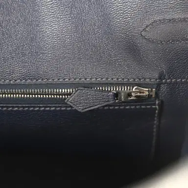 HERMÈS Pre-owned Hermes Birkin 35 Bleu Indigo Matte Porosus Crocodile Palladium Hardware | Thumbnail 9 HERMÈS Pre-owned Hermes Birkin 35 Bleu Indigo Matte Porosus Crocodile Palladium Hardware | Thumbnail 9