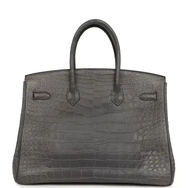HERMÈS Pre-owned Hermes Birkin 35 Gris Paris Matte Alligator Gold Hardware | Thumbnail 4 HERMÈS Pre-owned Hermes Birkin 35 Gris Paris Matte Alligator Gold Hardware | Thumbnail 4