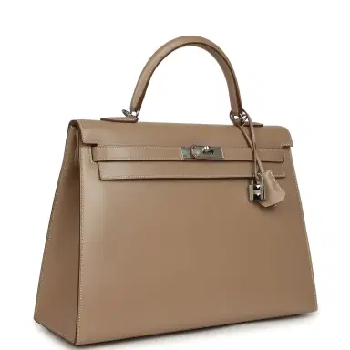 HERMÈS Pre-owned Hermes Kelly Sellier 35 Argile Tadelakt Guilloche Palladium Hardware | Thumbnail 2 HERMÈS Pre-owned Hermes Kelly Sellier 35 Argile Tadelakt Guilloche Palladium Hardware | Thumbnail 2