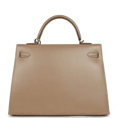HERMÈS Pre-owned Hermes Kelly Sellier 35 Argile Tadelakt Guilloche Palladium Hardware | Thumbnail 4 HERMÈS Pre-owned Hermes Kelly Sellier 35 Argile Tadelakt Guilloche Palladium Hardware | Thumbnail 4