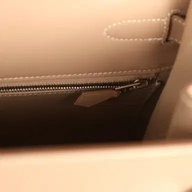 HERMÈS Pre-owned Hermes Kelly Sellier 35 Argile Tadelakt Guilloche Palladium Hardware | Thumbnail 9 HERMÈS Pre-owned Hermes Kelly Sellier 35 Argile Tadelakt Guilloche Palladium Hardware | Thumbnail 9