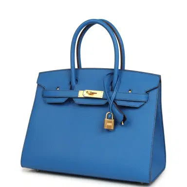 HERMÈS Pre-owned Hermes Special Order (HSS) Birkin Sellier 30 Bleu France Epsom Brushed Gold Hardware | Thumbnail 5 HERMÈS Pre-owned Hermes Special Order (HSS) Birkin Sellier 30 Bleu France Epsom Brushed Gold Hardware | Thumbnail 5