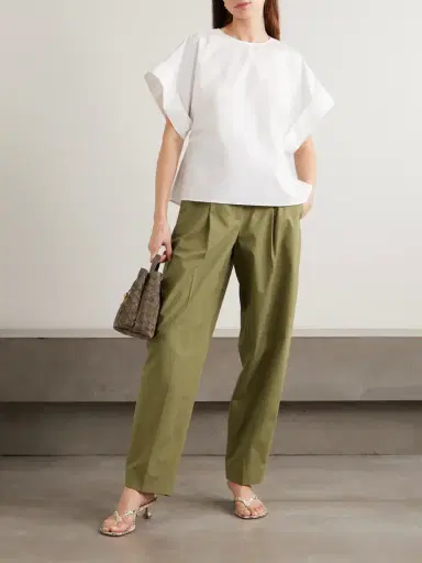 Joseph Paver Pleated Cotton Tapered Pants | Thumbnail 2 Joseph Paver Pleated Cotton Tapered Pants | Thumbnail 2