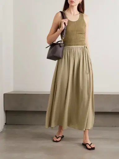Joseph Elba Tie-detailed Crepe De Chine Maxi Skirt | Thumbnail 2 Joseph Elba Tie-detailed Crepe De Chine Maxi Skirt | Thumbnail 2