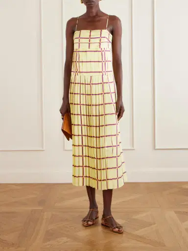 Emilia Wickstead Agata Checked Silk-twill Midi Dress | Thumbnail 2 Emilia Wickstead Agata Checked Silk-twill Midi Dress | Thumbnail 2