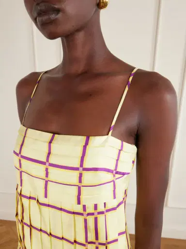 Emilia Wickstead Agata Checked Silk-twill Midi Dress | Thumbnail 4 Emilia Wickstead Agata Checked Silk-twill Midi Dress | Thumbnail 4