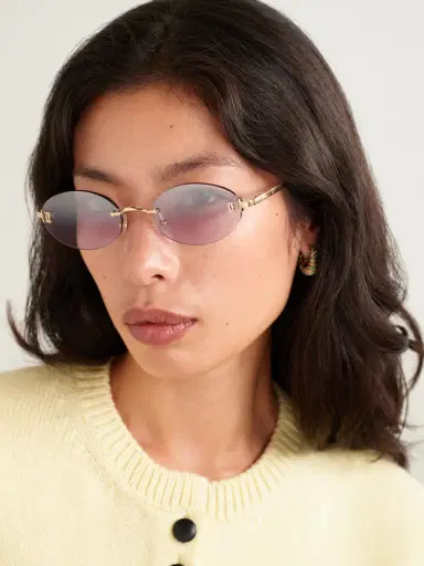 Cartier Eyewear Double C Rimless Oval-frame Gold-tone Sunglasses | Thumbnail 2 Cartier Eyewear Double C Rimless Oval-frame Gold-tone Sunglasses | Thumbnail 2