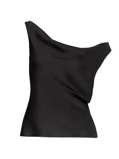 Norma Kamali Maria Satin One-shoulder Top | Thumbnail 1 Norma Kamali Maria Satin One-shoulder Top | Thumbnail 1