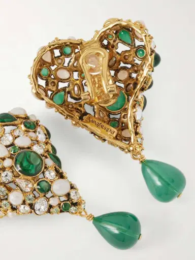 Saint Laurent Bo Coeur Fetiche Gold-tone And Crystal Clip Earrings | Thumbnail 3 Saint Laurent Bo Coeur Fetiche Gold-tone And Crystal Clip Earrings | Thumbnail 3
