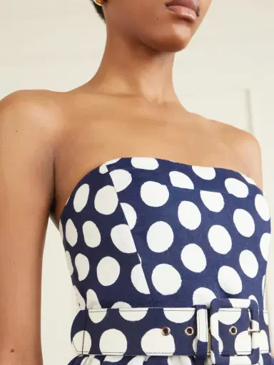 Cara Cara Tilda Strapless Belted Peplum Polka Dot Linen Top | Thumbnail 4 Cara Cara Tilda Strapless Belted Peplum Polka Dot Linen Top | Thumbnail 4