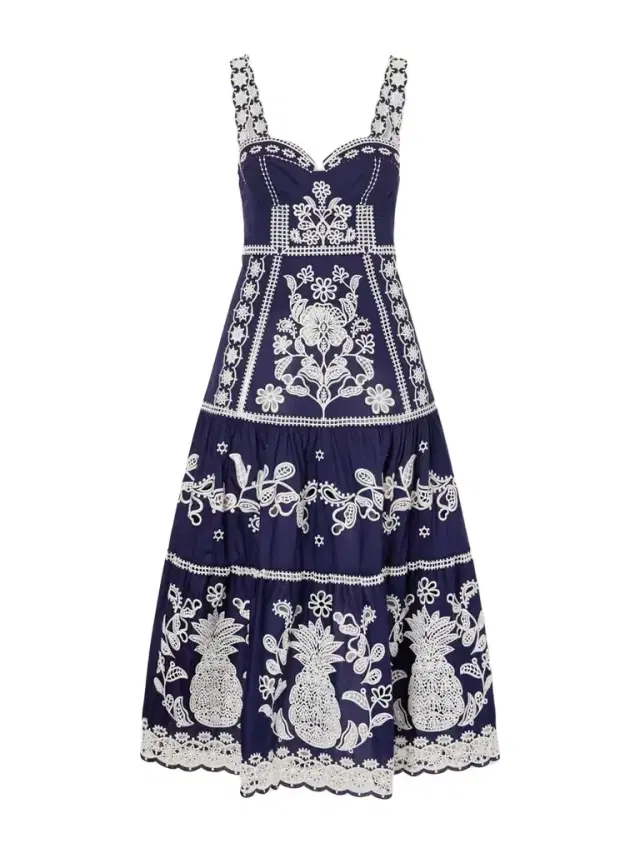 Tiered Embroidered Cotton-poplin Midi Dress Tiered Embroidered Cotton-poplin Midi Dress