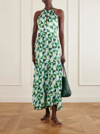 Cristiano Marcheli Anna Printed Silk-blend Satin Halterneck Maxi Dress | Thumbnail 2 Cristiano Marcheli Anna Printed Silk-blend Satin Halterneck Maxi Dress | Thumbnail 2