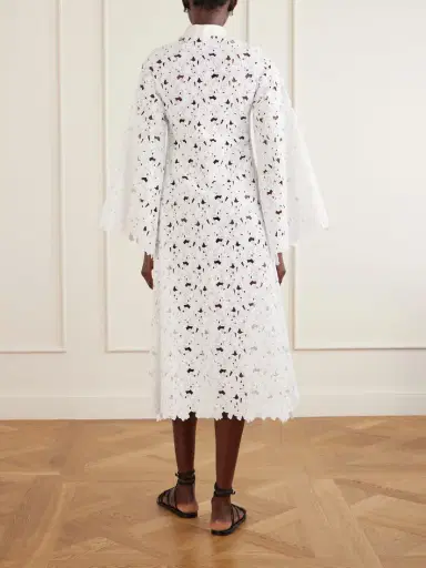 Cristiano Marcheli Eleonora Floral-embroidered Silk-trimmed Broderie Anglaise Kaftan | Thumbnail 3 Cristiano Marcheli Eleonora Floral-embroidered Silk-trimmed Broderie Anglaise Kaftan | Thumbnail 3