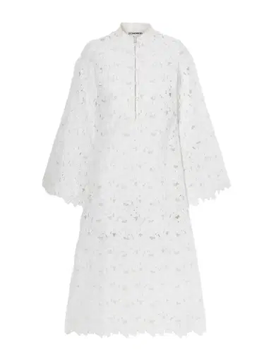 Cristiano Marcheli Eleonora Floral-embroidered Silk-trimmed Broderie Anglaise Kaftan | Thumbnail 1 Cristiano Marcheli Eleonora Floral-embroidered Silk-trimmed Broderie Anglaise Kaftan | Thumbnail 1
