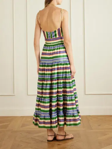 Cristiano Marcheli Allegra Tiered Striped Silk-blend Maxi Dress | Thumbnail 3 Cristiano Marcheli Allegra Tiered Striped Silk-blend Maxi Dress | Thumbnail 3