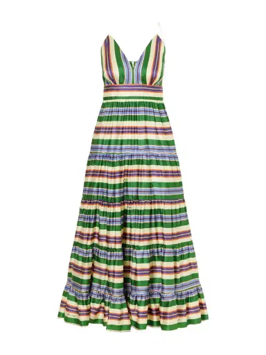 Cristiano Marcheli Allegra Tiered Striped Silk-blend Maxi Dress | Thumbnail 1 Cristiano Marcheli Allegra Tiered Striped Silk-blend Maxi Dress | Thumbnail 1