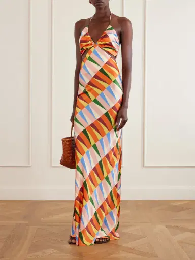 Cristiano Marcheli Caterina Printed Silk-blend Satin Halterneck Maxi Dress | Thumbnail 2 Cristiano Marcheli Caterina Printed Silk-blend Satin Halterneck Maxi Dress | Thumbnail 2
