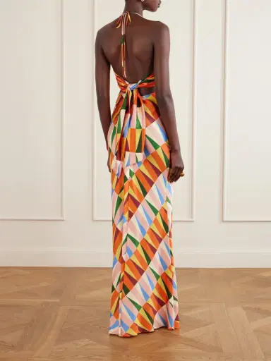 Cristiano Marcheli Caterina Printed Silk-blend Satin Halterneck Maxi Dress | Thumbnail 3 Cristiano Marcheli Caterina Printed Silk-blend Satin Halterneck Maxi Dress | Thumbnail 3