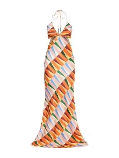 Cristiano Marcheli Caterina Printed Silk-blend Satin Halterneck Maxi Dress | Thumbnail 1 Cristiano Marcheli Caterina Printed Silk-blend Satin Halterneck Maxi Dress | Thumbnail 1
