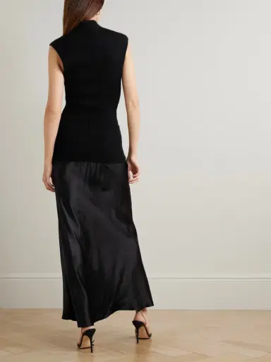 Christopher Esber Ribbed Cashmere And Silk-satin Maxi Dress | Thumbnail 3 Christopher Esber Ribbed Cashmere And Silk-satin Maxi Dress | Thumbnail 3
