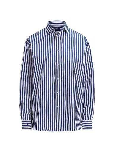 Polo Ralph Lauren Women's Striped Oversized Cotton Shirt - Blue White | Thumbnail 1 Polo Ralph Lauren Women's Striped Oversized Cotton Shirt - Blue White | Thumbnail 1