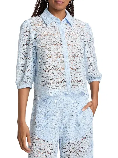 Generation Love Women's Tammy Floral Lace Shirt - Light Blue White - Size Large | Thumbnail 3 Generation Love Women's Tammy Floral Lace Shirt - Light Blue White - Size Large | Thumbnail 3
