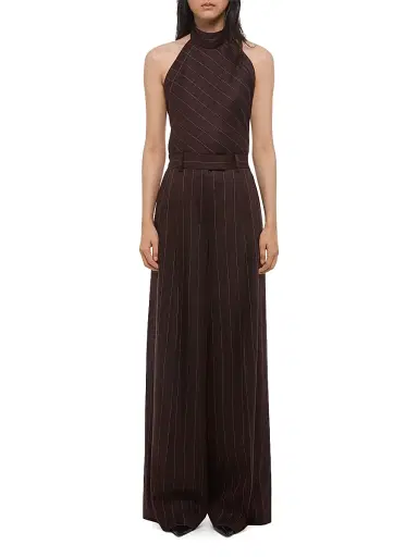 Helmut Lang Women's Pinstripe Linen-Blend Wide-Leg Pants - Brown Multi - Size 8 | Thumbnail 2 Helmut Lang Women's Pinstripe Linen-Blend Wide-Leg Pants - Brown Multi - Size 8 | Thumbnail 2