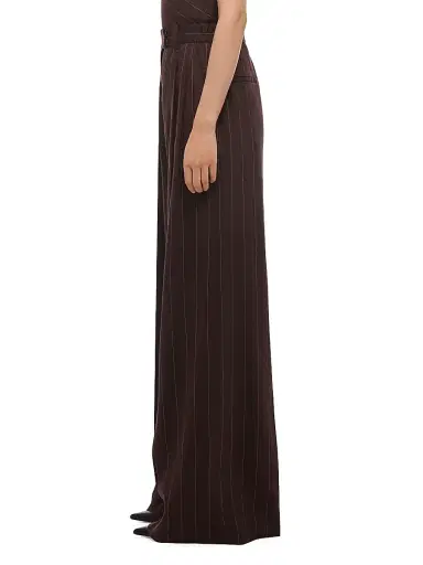 Helmut Lang Women's Pinstripe Linen-Blend Wide-Leg Pants - Brown Multi - Size 8 | Thumbnail 5 Helmut Lang Women's Pinstripe Linen-Blend Wide-Leg Pants - Brown Multi - Size 8 | Thumbnail 5
