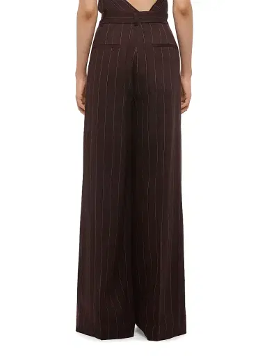 Helmut Lang Women's Pinstripe Linen-Blend Wide-Leg Pants - Brown Multi - Size 8 | Thumbnail 6 Helmut Lang Women's Pinstripe Linen-Blend Wide-Leg Pants - Brown Multi - Size 8 | Thumbnail 6