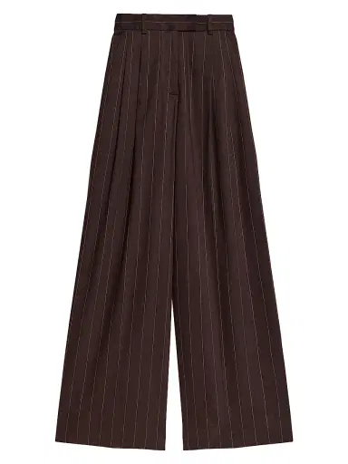 Helmut Lang Women's Pinstripe Linen-Blend Wide-Leg Pants - Brown Multi - Size 8 | Thumbnail 1 Helmut Lang Women's Pinstripe Linen-Blend Wide-Leg Pants - Brown Multi - Size 8 | Thumbnail 1