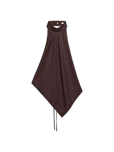 Helmut Lang Women's Pinstripe Asymmetric Linen-Blend Halter Scarf Top - Brown Multi - Size Large | Thumbnail 1 Helmut Lang Women's Pinstripe Asymmetric Linen-Blend Halter Scarf Top - Brown Multi - Size Large | Thumbnail 1