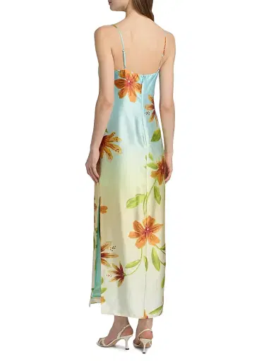 Milly Women's Lily Floral Satin Maxi Slipdress - Yellow Multi | Thumbnail 5 Milly Women's Lily Floral Satin Maxi Slipdress - Yellow Multi | Thumbnail 5