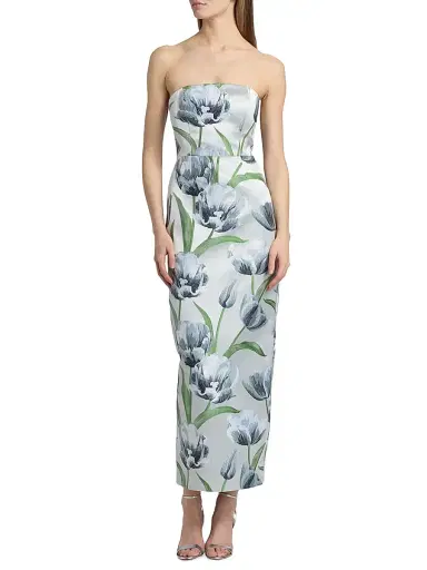 Milly Women's Orion Tulip Jacquard Strapless Gown - Blue - Size 12 | Thumbnail 3 Milly Women's Orion Tulip Jacquard Strapless Gown - Blue - Size 12 | Thumbnail 3