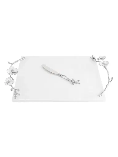 Michael Aram Silver Orchid Cheeseboard & Knife | Thumbnail 1 Michael Aram Silver Orchid Cheeseboard & Knife | Thumbnail 1