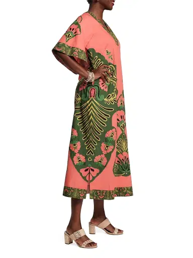 Frances Valentine Women's Delightful Canopy Caftan - Pink Multi - Size Large | Thumbnail 2 Frances Valentine Women's Delightful Canopy Caftan - Pink Multi - Size Large | Thumbnail 2