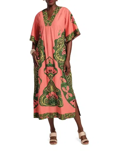 Frances Valentine Women's Delightful Canopy Caftan - Pink Multi - Size Large | Thumbnail 1 Frances Valentine Women's Delightful Canopy Caftan - Pink Multi - Size Large | Thumbnail 1