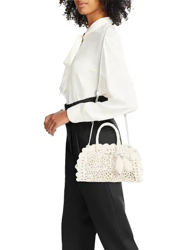 Jacquemus Women's Le Petit Turismo Floral Crochet Top Handle Bag - White | Thumbnail 3 Jacquemus Women's Le Petit Turismo Floral Crochet Top Handle Bag - White | Thumbnail 3