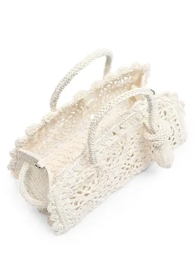 Jacquemus Women's Le Petit Turismo Floral Crochet Top Handle Bag - White | Thumbnail 4 Jacquemus Women's Le Petit Turismo Floral Crochet Top Handle Bag - White | Thumbnail 4