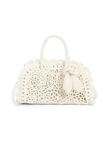 Jacquemus Women's Le Petit Turismo Floral Crochet Top Handle Bag - White | Thumbnail 1 Jacquemus Women's Le Petit Turismo Floral Crochet Top Handle Bag - White | Thumbnail 1