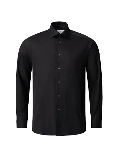 Eton Men's Contemporary-Fit Cotton-Silk Shirt - Black - Size 18 | Thumbnail 2 Eton Men's Contemporary-Fit Cotton-Silk Shirt - Black - Size 18 | Thumbnail 2