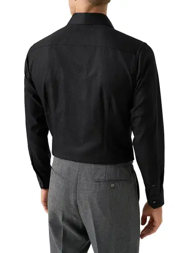 Eton Men's Contemporary-Fit Cotton-Silk Shirt - Black - Size 18 | Thumbnail 4 Eton Men's Contemporary-Fit Cotton-Silk Shirt - Black - Size 18 | Thumbnail 4