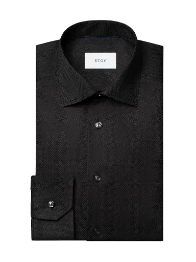 Eton Men's Contemporary-Fit Cotton-Silk Shirt - Black - Size 18 | Thumbnail 1 Eton Men's Contemporary-Fit Cotton-Silk Shirt - Black - Size 18 | Thumbnail 1