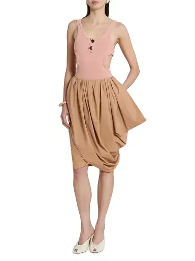 Chloé Women's Pleated Cotton A-Line Miniskirt - Reef Shell | Thumbnail 2 Chloé Women's Pleated Cotton A-Line Miniskirt - Reef Shell | Thumbnail 2