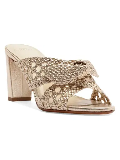 Alexandre Birman Women's Belinda 75MM Woven Leather Mules - Golden | Thumbnail 2 Alexandre Birman Women's Belinda 75MM Woven Leather Mules - Golden | Thumbnail 2
