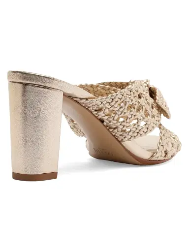 Alexandre Birman Women's Belinda 75MM Woven Leather Mules - Golden | Thumbnail 3 Alexandre Birman Women's Belinda 75MM Woven Leather Mules - Golden | Thumbnail 3