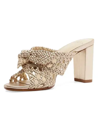 Alexandre Birman Women's Belinda 75MM Woven Leather Mules - Golden | Thumbnail 6 Alexandre Birman Women's Belinda 75MM Woven Leather Mules - Golden | Thumbnail 6