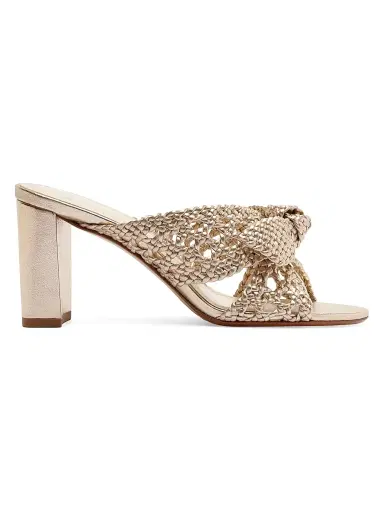 Alexandre Birman Women's Belinda 75MM Woven Leather Mules - Golden | Thumbnail 1 Alexandre Birman Women's Belinda 75MM Woven Leather Mules - Golden | Thumbnail 1