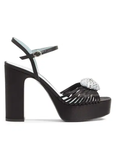 Valentino Garavani Women's Coeur Royal 115MM Platform Sandals in Satin | Thumbnail 1 Valentino Garavani Women's Coeur Royal 115MM Platform Sandals in Satin | Thumbnail 1