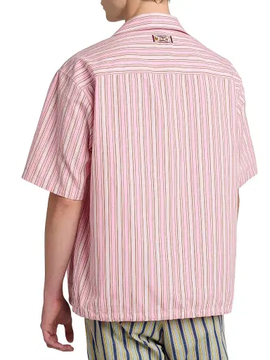 Marni Men's Striped Cotton Poplin Oversized Button-Front Shirt - Rose | Thumbnail 6 Marni Men's Striped Cotton Poplin Oversized Button-Front Shirt - Rose | Thumbnail 6